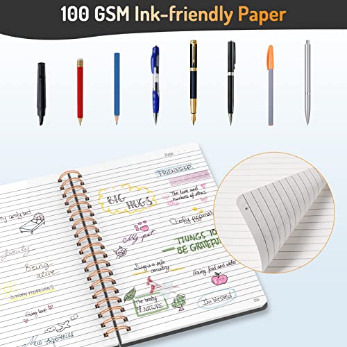 Forvencer Lined Spiral Journal Notebook with 300 Numbered Pages, B5 College Ruled Thick Journals for Writing with 100GSM Paper, Hardcover Notebooks with Contents for Work, School, Women, Men, Black | College Ruled Thick Journals for Writing with 100GSM Pa