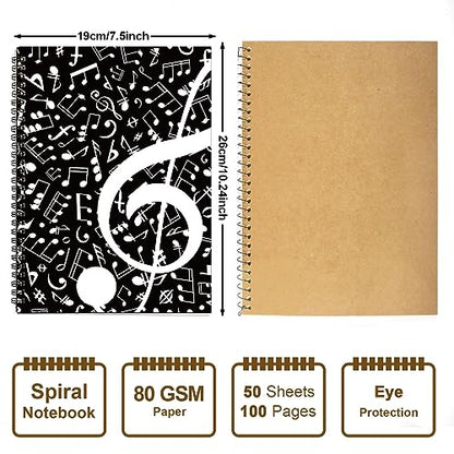 MAXCURY Blank Sheet Music Composition Manuscript Staff Paper Art Music Notebook Black 100 Pages 26x19cm - color: Music Note