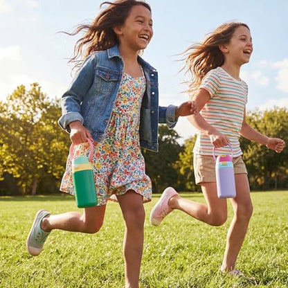 Fijinhom 12 oz Toddler Water Bottle with 2-in-1 Lid, 304 Stainless Steel Insulated Bottle, Kids Water Bottle for School Boys Girls, Leak-Proof Great for Sport, Travel & Gift, Rainbow - color: Rainbow