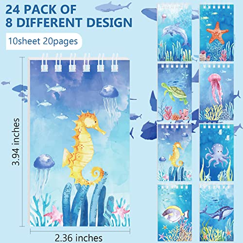 Nezyo 24 Pcs Mini Ocean Animals Notebooks Under the Sea Party Favor Set Sea Animal Pocket Notepads Underwater World Memo Books for Kids Classroom Rewards Birthday Party Gifts Favor