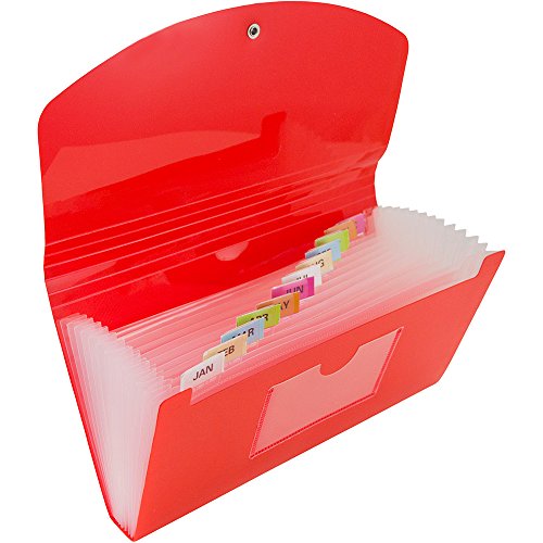 JAM PAPER Accordion Folders - 13 Pocket Plastic Expanding File - Check Size - 5 x 10 1/2 - Red - 2/Pack - color: Red, size: Check Size - 2 Pack
