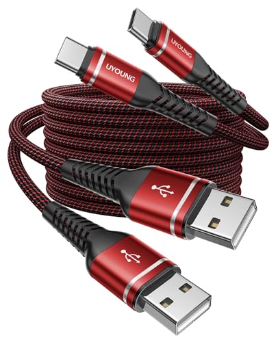USB to USB C Cable 3A Fast Charging 3FT, 2Pack USBA to USBC Cable for | CarPlay/Android Auto, USB Type-C Cable Durable Braided iPhone USB C Cord for iPhone 17/16/15 Pro Max, Galaxy S26 and More-Red - color: Red, size: 3FT