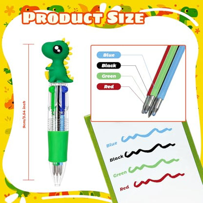 24Pcs Mini Multicolor Pens in One, 4-in-1 Cute Fun Ballpoint Pens Bulk for Dinosaur Party Favors Back to School Gifts for Classroom Birthday Gifts (Dinosaur) - style: Dinosaur