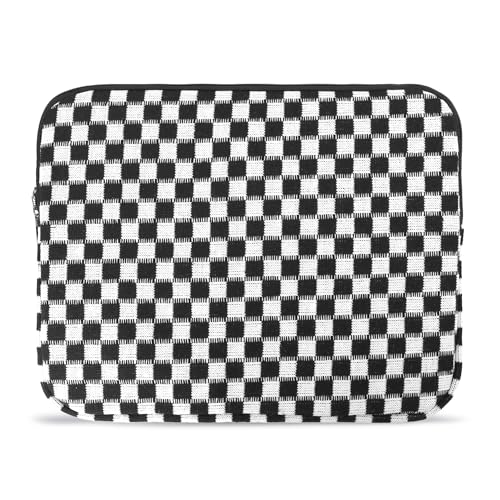 Puffy Laptop Sleeve 15-16 inch, Cute Knitted Protective Carrying Case for Women & Men, Compatible with MacBook Pro 16-Inch M4, 15.6 Inch Tablets Notebook (Checkered Black) - color: Checkered Black, size: 15-16 inch