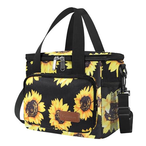 Femuar Lunch Bags for Women/Men, Insulated Lunch Bag for Work Office - Lunch Cooler Bag Leakproof Lunch Box with Adjustable Shoulder Strap - Sunflower - color: Sunflower, size: Medium Size