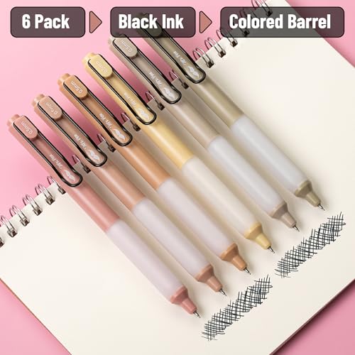 Mr. Pen- Retractable Gel Pens, 6 Pack, Black Ink, Boho Barrels | Fine Point 0.5 mm, Fast Dry, Smooth Writing, Cute Pens for Drawing, Writing Planner and School Supplies - color: Boho Barrels, size: 6 Pack