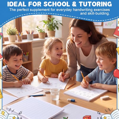 Ireer 400 Sheets Ruled Writing Paper 8.5 x 11 Inch Double Sided Primary Writing Paper Dotted Midline & Highlighted Lines Handwriting Practice Sheets for Kindergarten Grades 1-2 Toddlers Kids