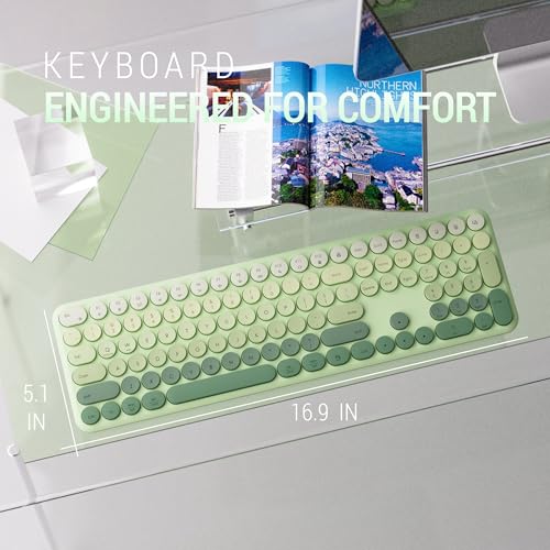 Wireless Keyboard and Mouse Combo, 110-Key Full Size (Gradient Cyan) | Silent Keyboard with Round Keycaps, 2.4GHz USB Plug-and-Play Wireless, Compatible with PC, Laptop, Mac - color: Gradient cyan
