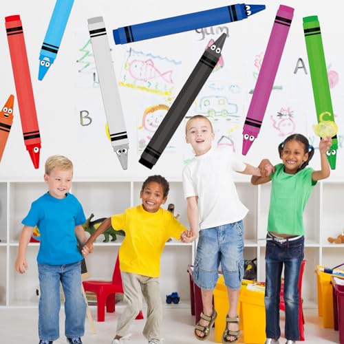 Mooliwe 40 Pcs Jumbo Crayon Bulletin Board Cutouts Set, 35 Inch Large Cardboard Crayons Cutout Posters for Classroom Bulletin Board Door Window Back to School Decorations