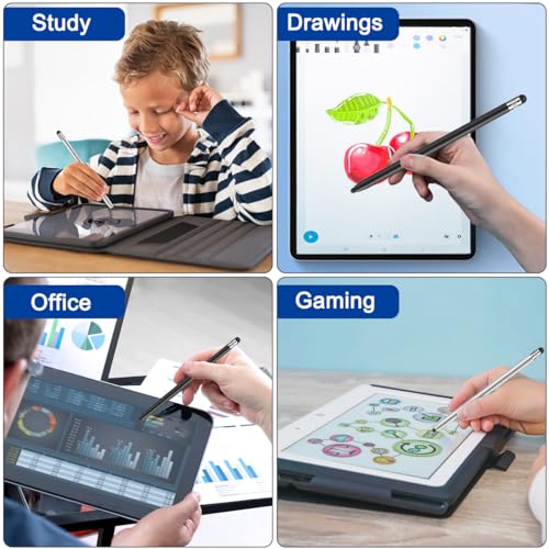 2 Pack Stylus Pens for Touch Screens,High Sensitivity Precision Capacitive Stylus Pen Compatible with iPad iPhone Samsung Tablets All Universal Touchscreen Devices with 4 Rubber Tips (Blue,Rose Gold) - color: Blue+Gold