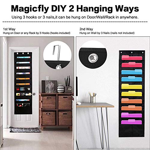 ABC life Hanging Wall File Organizer, 2 Packs, 10 Pocket Office, Home, Classroom, 6 Removable Poly Hanging File Folders, Wall Folder Organizer, Back to School Supplies | 10 Pocket, for Office, Home, Classroom, 6 Removable Poly Hanging File Folders, Wall F