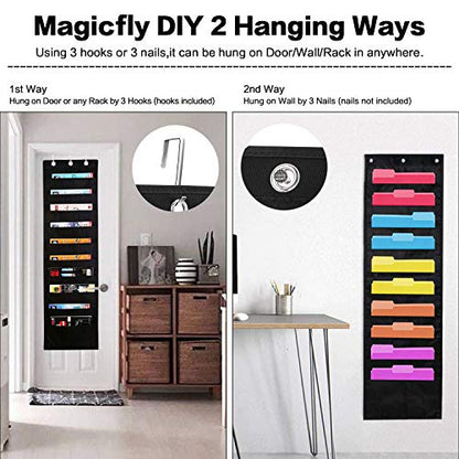 ABC life Hanging Wall File Organizer, 2 Packs, 10 Pocket Office, Home, Classroom, 6 Removable Poly Hanging File Folders, Wall Folder Organizer, Back to School Supplies | 10 Pocket, for Office, Home, Classroom, 6 Removable Poly Hanging File Folders, Wall F