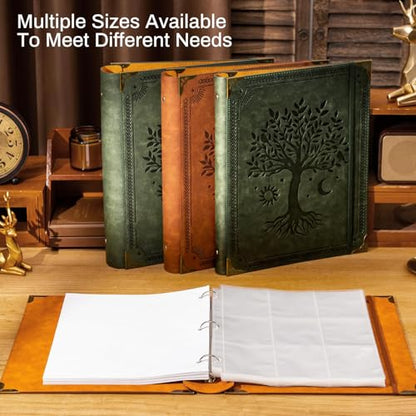 Ovesmusl PU Leather 3 Ring Binder 1.5 Inch Fits 8.5"x11" Letter Size Paper | 1.5 Inch Round Ring Binder Holds 350 Sheets, Notepad Paper Cover Loose Leaf Organizer, Green Tree - color: Green Tree, size: 1.5" Ring