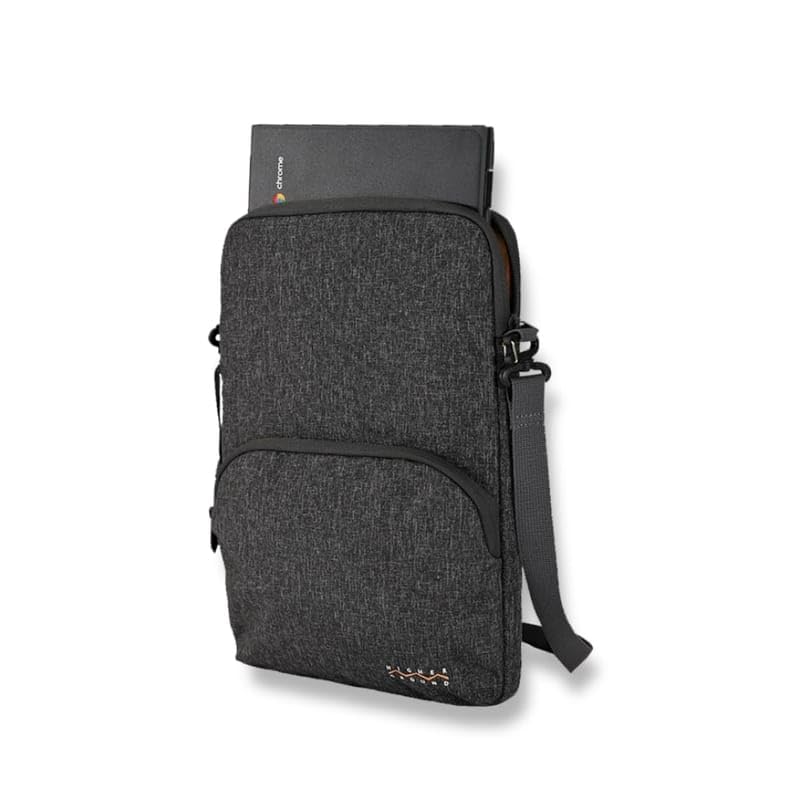 Higher Ground 11IN-13IN Elements Plus, Grey. Top Load Sleeve for Chromebooks, Tablets, Notebooks with Coated Fabric, Exterior Pocket & Removable Shoulder Strap Easily Slips in Backpack.