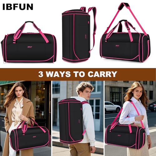Convertible Garment Duffel Bags for Travel, 4-in-1 Carry on Duffle Bag for Women with Backpack Straps & Waterproof Shoe Pocket, Hanging Suit Dress Weekender Bag for Business, Wedding, 3pcs - color: C-Black Red