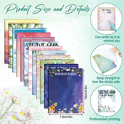 Geyee 24 Pcs Back to School Teacher Gifts Inspiration Sticky Notes with Funny Pens 3 x 4 Inch Employee Appreciation Gifts for Coworkers Teacher Employee Office Staff Work Team Appreciation Gift - style: Inspiration