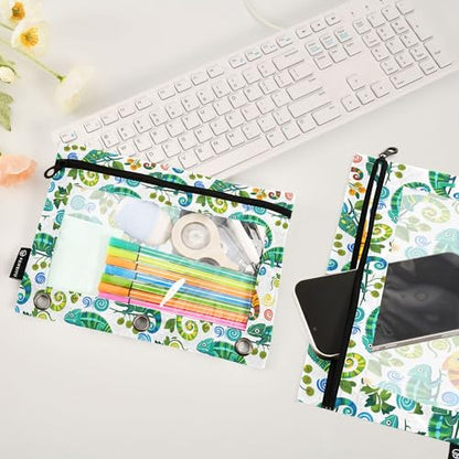 Insect Beetle Ladybird Binder Pouches 3 Ring for Boys Girls School Office College Supplies Nature Bug Butterfly Dragonfly Bees Pencil Pouches Case Bag with Clear Window and Zipper 2 Pack - color: Insect