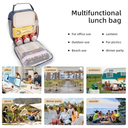 Lovoeo Lunch box Lunch bag for men women Insulated Lunchbox Lunch bags for Work Picnic Travel (Navy blue) - color: Navy Blue