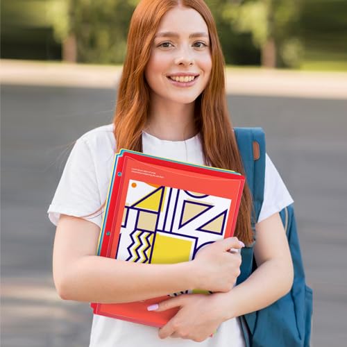 KTRIO 16 Pack 2 Pocket 3 Hole Folders, Clear Front Pocket, 4 Colors | Letter Size Fit, Water-Resistant PP, Business Card Slot, 2 Pocket Storage, School Office Use - size: 16 Pack, style: 3 Holes