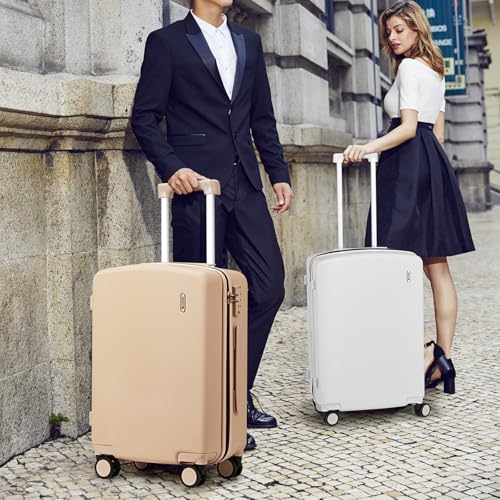 Hanke Hard Shell Luggage Sets 3 Pieces, Carry On and Checked Luggage Sets with Spinner Wheels, Durable PC Hardside Rolling Suitcase for Travel (16/24/28 Inch,Cuba Sand) - color: Cuba Sand, size: 16+24+28 Inch