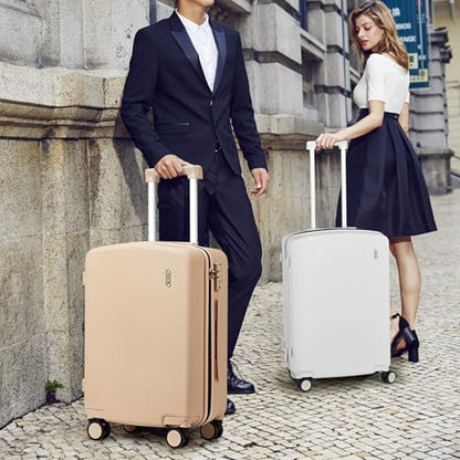 Hanke Hard Shell Luggage Sets 3 Pieces, Carry On and Checked Luggage Sets with Spinner Wheels, Durable PC Hardside Rolling Suitcase for Travel (16/24/28 Inch,Cuba Sand) - color: Cuba Sand, size: 16+24+28 Inch