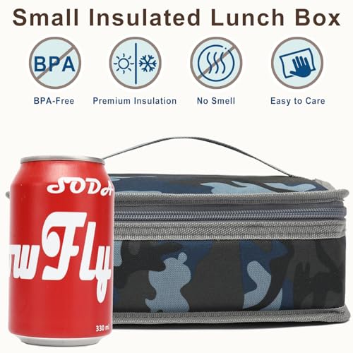 FlowFly Small Insulated Lunch box Portable Soft Bag Mini Cooler Thermal Meal Tote Kit with Handle for Work & School, Camo - color: Camo#143