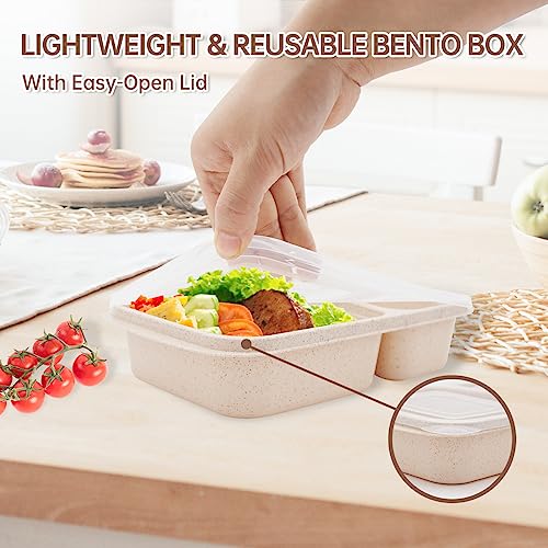 4 pack Bento Lunch Box, 2 Compartments Meal-Prep Containers with Lids, Microwave & Dishwasher Safe, Reusable Divided Food Food Storage Containers -Stackable for Travel, School and Work - color: 4pack-2 compartment