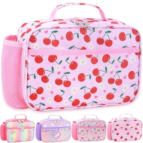 RHCPFOVR Kids Lunch Bag - Insulated Lunch Box for Boys Girls,Washable Lunch Bag and Reusable Toddler Leak-proof Lunchbox for School and Daycare - color: Pink Cherry