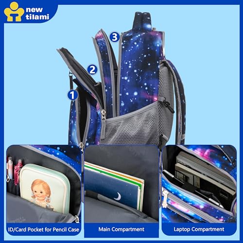 NEW TILAMI Rolling Backpack for Kids 18 Inch Wheeled Laptop Backpack Kids School Travel - color: Deep Space