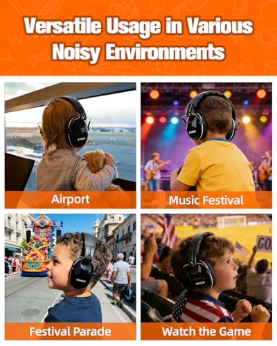 ZOHAN 032 Kids Noise Canceling Headphones - 25dB NRR Kids Ear Protection Earmuffs for School, Monster Jam, Fireworks, Travel, Air Show, Concert, Autism - Black - color: 1pack - Black