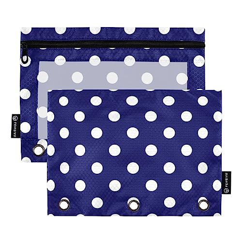 Emelivor Polka Dot Pencil Pouch for 3 Ring Binder 2 Pcs Binder Pencil Pouches with Zipper Pocket Pencil Case Bag with Clear Window Pencil Bag for Home Office College Supplies - color: Colored014