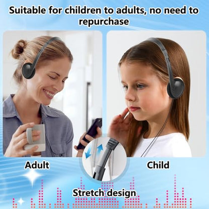 USB C Kids Headphones Bulk 25 Pack for School Classroom,Wired | On-Ear USB Type C Headphones for Boys Girls Students Tablet Travel Computer Smartphones Testing (Black)
