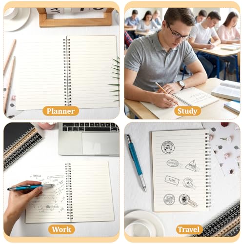 IMengjbang 8 Pack 5 x 8inches Spiral Notebooks, 120 Pages/60 Sheets Notebook Spiral Journal Lined Thick Paper for Gifts Office School Supplies Black and Brown