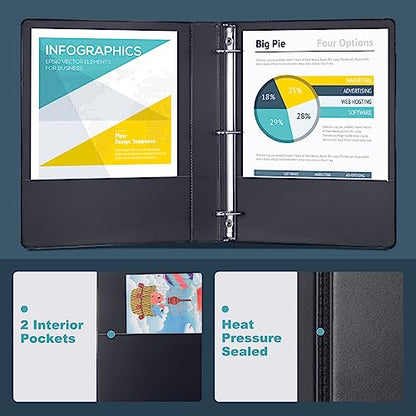 ViVin 1 Inch Binders 3 Ring, Slant D Ring Binder, 24 Pack Bulk, Black | PVC-Free, Fits 225 Sheets of 8.5'' x 11'' Paper, Clear View Cover, 2 Interior Pockets, Office Home School Use - color: Black, size: 1 Inch, style: 24 Pack