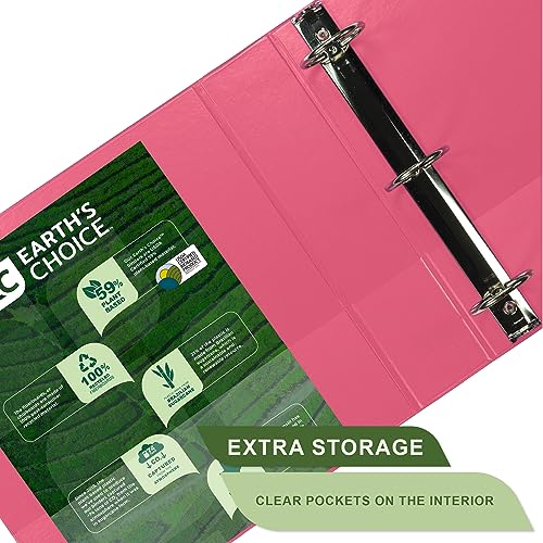 Samsill Plant-Based 2 Inch Durable Round Ring, View Binder, Eco-Friendly, USDA Certified Biobased, 2 Pack, Berry Pink - color: Berry Pink, size: 2", style: 2 Pack