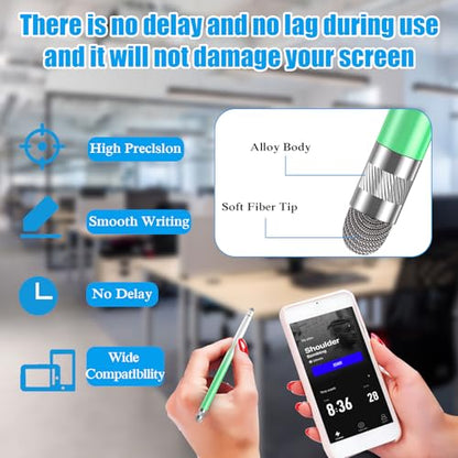 Bopomofo 3PCS Stylus Pen for Touchscreen,High Sensitivity & Precision | Metal Barrel,Fiber Tip,No Charging,Compatible with iPhone iPad Android Microsoft Surface Nintendo Switch Touch Screen - color: Blue/Green/Yellow