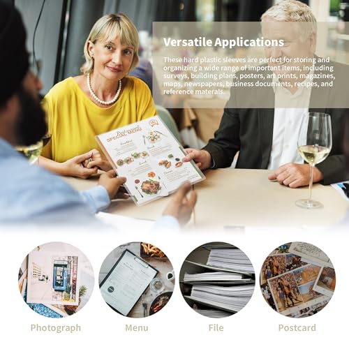 souG 25 Pack 8.5" x 11" Rigid Print Protectors, Clear Waterproof Hard Plastics Page Sheet Protectors, Paper Sleeves Photo Plastic Sleeves Hard Plastic Document Holder Birth Certificate Protector - size: 8.5" x 11"(25Pc)