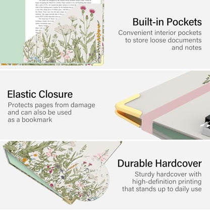 3 Ring Binder 2 Inch for Letter Size 8.5" x 11" Paper, Clipboard Binder with 5 Tabbed Dividers with Pockets, Plastic Folder and 40 Divider Stickers, School and Office Supplies, Garden Flowers - color: Garden Flowers, size: 2 Inch