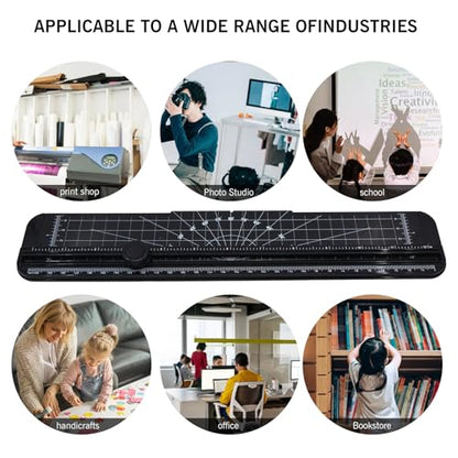 2PCS Paper Cutter Slider, 12 Inch Portable Paper Trimmer, Straight Cutting Guillotine, Cardboard Cutter for Paper Photo Vinyl Label Coupon Craft Paper(Black) - color: Black