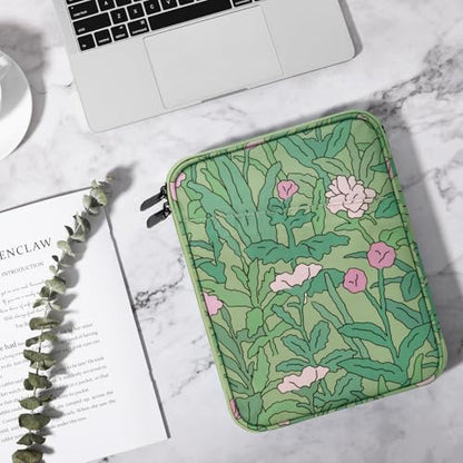 TiMOVO 9-11" Tablet Sleeve Bag for iPad 11-inch A16 2025, iPad 10.9"/10.2"| Air 11 Inch/5th/4th Gen. 10.9", Galaxy Tab A9+/A11Plus 11", Protective Bag with Pocket, Green Flower - color: Ab-Green Flower, size: 9-11 Inch