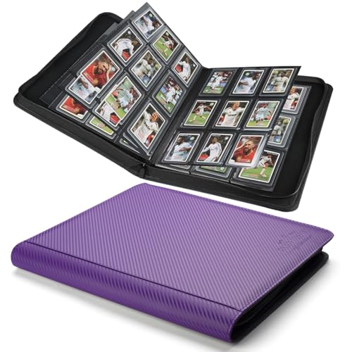 Toploader Binder,Toploader Hard Cases, 9-Pocket Pages Sleeves Hold up 288 Cards.Toploader Card Binder with Sleeves for “3×4” rigid，Card Holder(purple) - color: purple2, size: 9 Pocket 288 Toploader