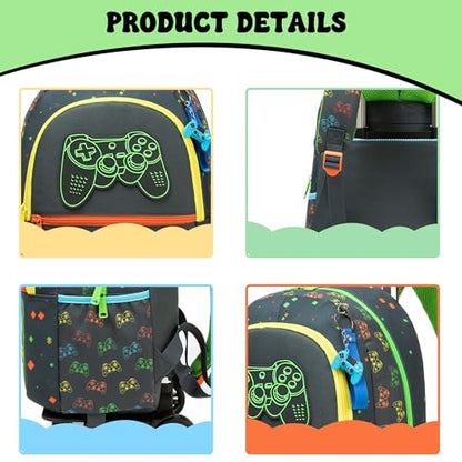 Backpack with Wheels for Boys Rolling Backpack with Lunch Box Pencil Case for Kids Carry On Suitcase with Wheels for Elementary Teens Boys - color: Game 06