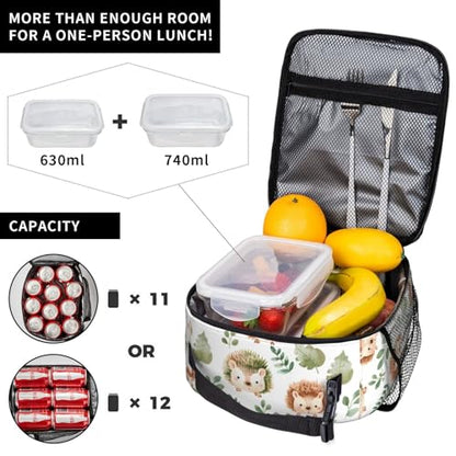 Insulated Lunch Box for Kids Boys Girls, Reusable Lunch Bag for School, Office, Work, Picnic, Travel, Cute Hedgehog Lunch Box - color: lunch box 81