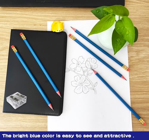Adhere 25pcs Woodcase Pencils with Eraser Premium Pre-Sharpened Hexagon Graphite 2B pencils ideal for home, office writing including a Free Sharpener(Navy Blue・25pcs) - color: Navy Blue・25pcs