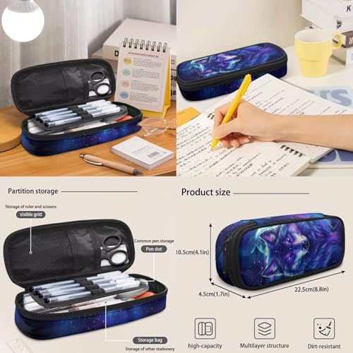 Galaxy Wolf Backpack with Lunch Box for Elementary Boy Back to School Supplies, Perple 17 Inch 4 Pcs Bookbag with Wider Strap to Reduce Shoulder Pressure - color: Galaxy Wolf