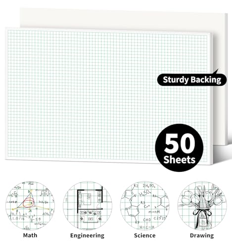 Engineering Graph Paper Pads, 11"x17 "Grid Paper, 4x4 Graph Ruled, 50 Sheets Landscape, Easy-Tear Glue-Bound, 11"x17" Cardboard Backing, for Drafting, Engineering, Architect Designers - color: 1 Pack-Squared (50 Sheets/Pad), size: 11" x 17"Landscape