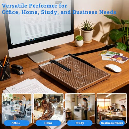 A3 Guillotine Paper Cutter Trimmer, 18" Wood Paper Trimmer for Office and Crafts, 10-12 Sheets Capacity (Wooden) - color: Wooden