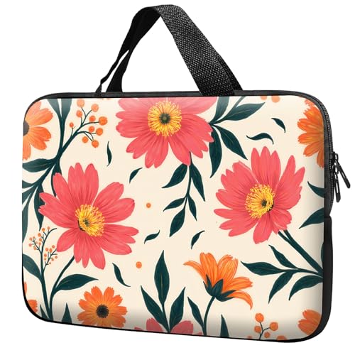 Laptop Sleeve with Handle 15.6 Inch, Waterproof Laptop Case Bag, Coral Flowers Pattern Design Computer Sleeve Compatible with MacBook Air, Pro, HP, Dell, Lenovo, ASUS - color: Coral Flowers, size: 15inch(15-15.6")