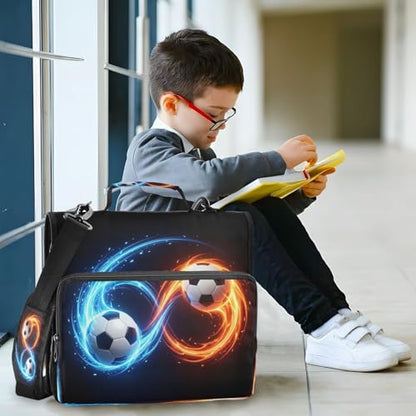 Soccer Ball Black Zipper Binder Bag 3 Ring with Shoulder Strap Zippered Binder Fits 13 Inch Laptop File Folder Document Organizer for College Office Supplies - color: Soccer Ball Black