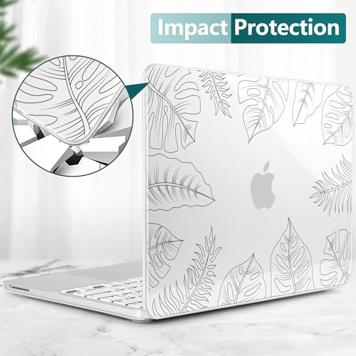 Batianda Case for MacBook Neo 13 Inch 2026 Model A3404, Tropical Line Art | 4-in-1 Laptop Accessories Bundle with Tropical Leaf Line Art, Ultra Slim Hard Shell for Minimal Style Users - color: Tropical Line Art